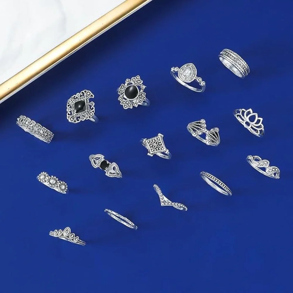 Elegant Silver-Tone Ring Sets - Picture 3 of 6